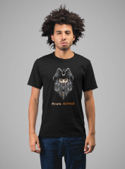 Erkek T-shirt Siyah 'Korsan' Baskılı