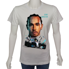 Unisex T-shirt Beyaz 'Oto / Formula10' Baskılı