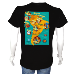 Regular Unisex T-shirt Siyah 'Ülke&Şehir / Güney Amerika1' 2Baskılı