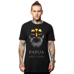 Erkek T-shirt Siyah 'Papua Adamı' Baskılı