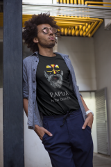 Erkek T-shirt Siyah 'Papua Adamı' Baskılı