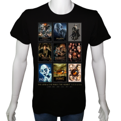 Unisex T-shirt Siyah 'Sinema&Dizi/Yüzüklerin Efendisi' 2Baskılı