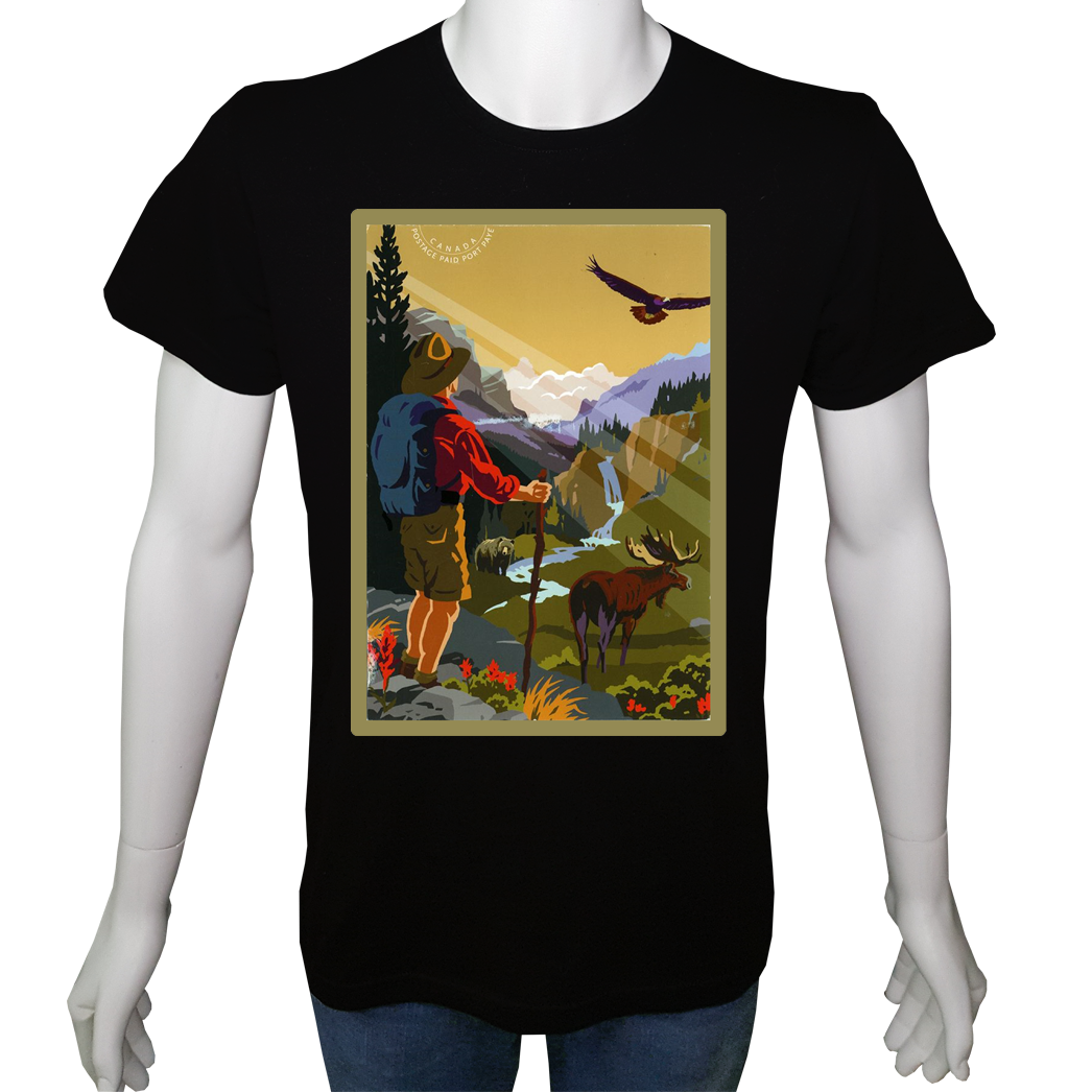 Unisex T-shirt Siyah 'Kamp&Macera / Kamp13' Baskılı