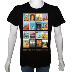 Regular Unisex T-shirt Siyah 'Ülke&Şehir / Ortadoğu1' Baskılı