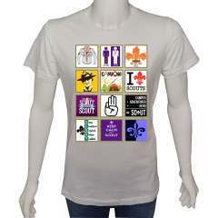 Unisex T-shirt Beyaz 'Kamp&Macera / İzci1' Baskılı
