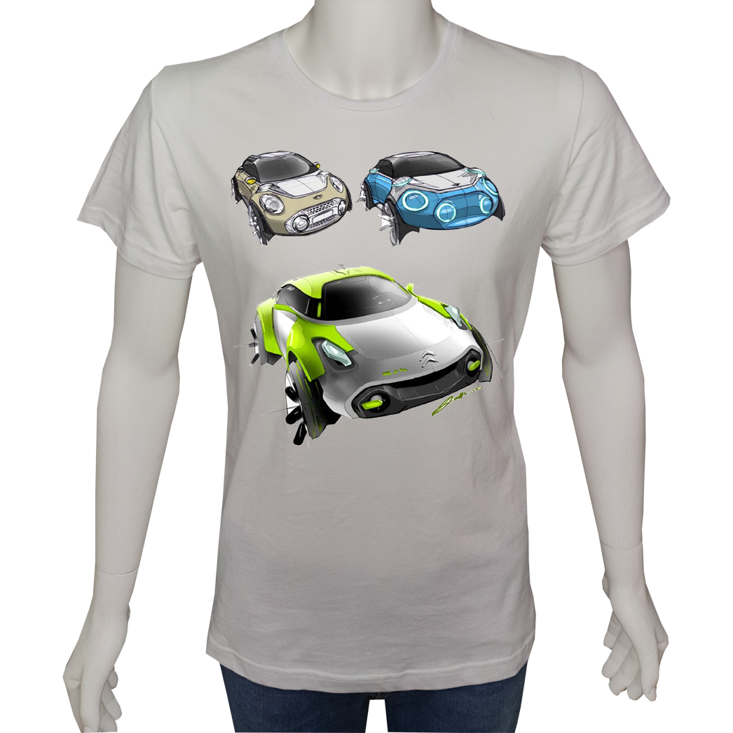Unisex T-shirt Beyaz 'Oto / Oto7' Baskılı