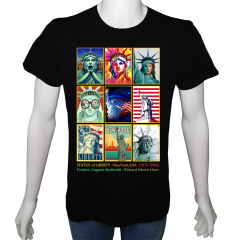Regular Unisex T-shirt Siyah 'Ülke&Şehir / Özgürlük Heykeli' Baskılı