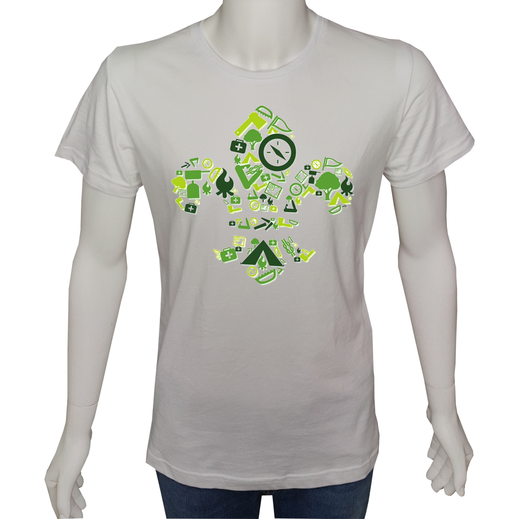 Unisex T-shirt Beyaz 'Kamp&Macera / İzci2' Baskılı