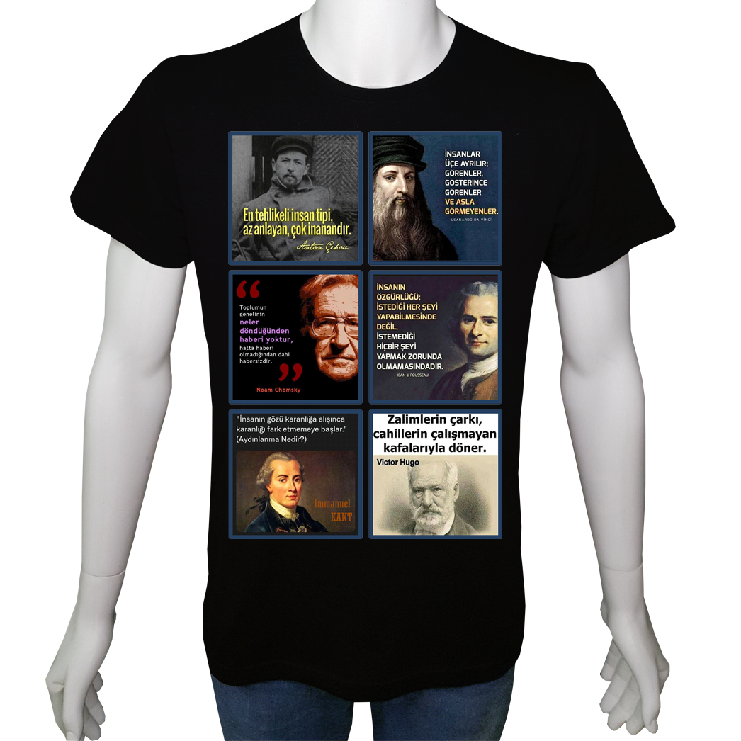 Unisex T-shirt Siyah 'UyandırmaServisi / HabersizToplum' Baskılı