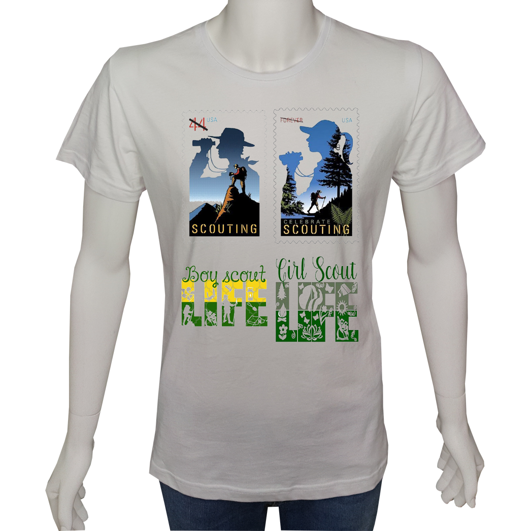 Unisex T-shirt Beyaz 'Kamp&Macera / İzci3' Baskılı
