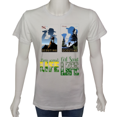 Unisex T-shirt Beyaz 'Kamp&Macera / İzci3' Baskılı