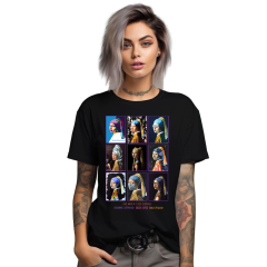 Kadın T-shirt Siyah 'İnciKüpeliKız3' Baskılı