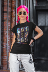 Kadın T-shirt Siyah 'İnciKüpeliKız3' Baskılı