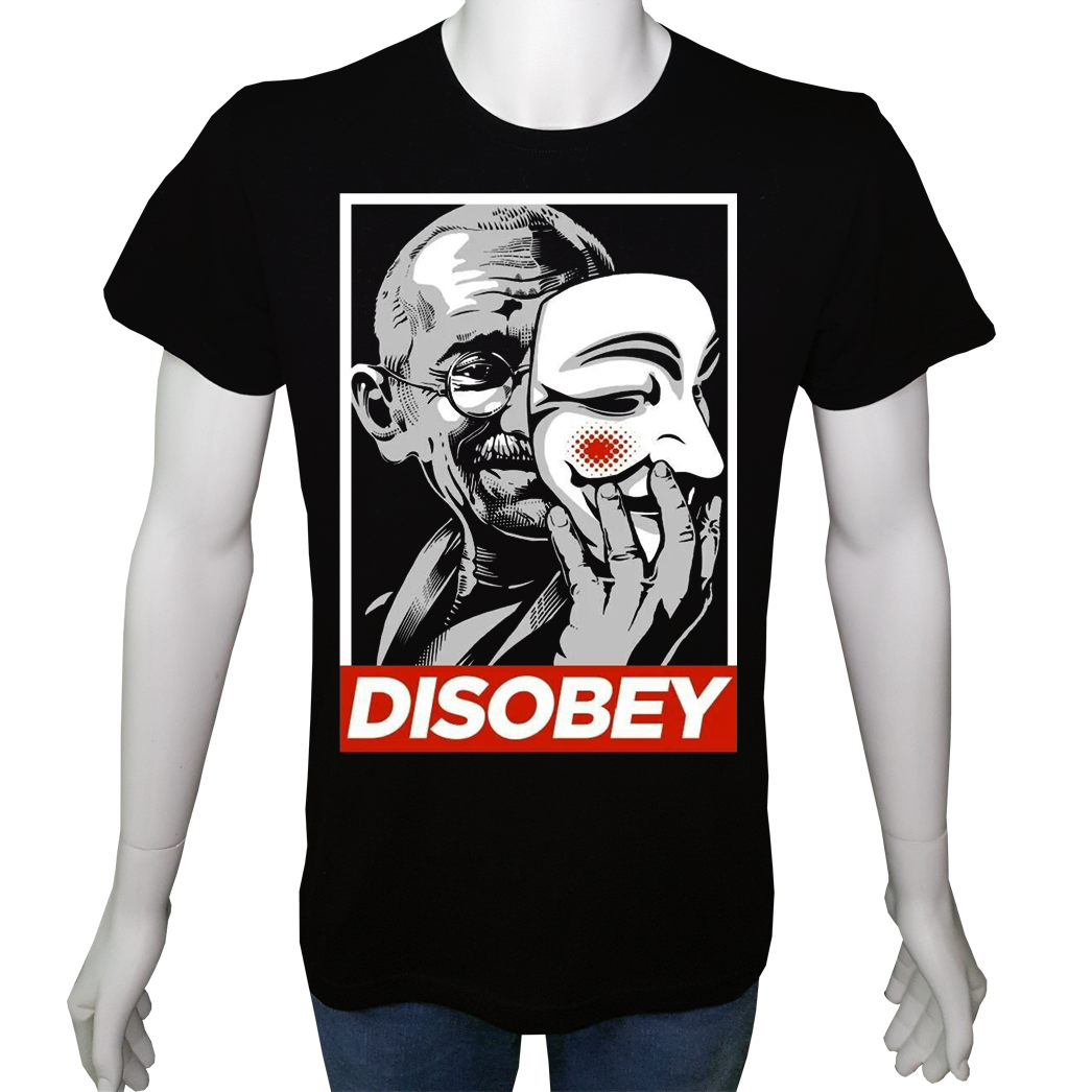 Unisex T-shirt Siyah 'UyandırmaServisi / İtaat etme' Baskılı