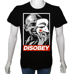 Unisex T-shirt Siyah 'UyandırmaServisi / İtaat etme' Baskılı