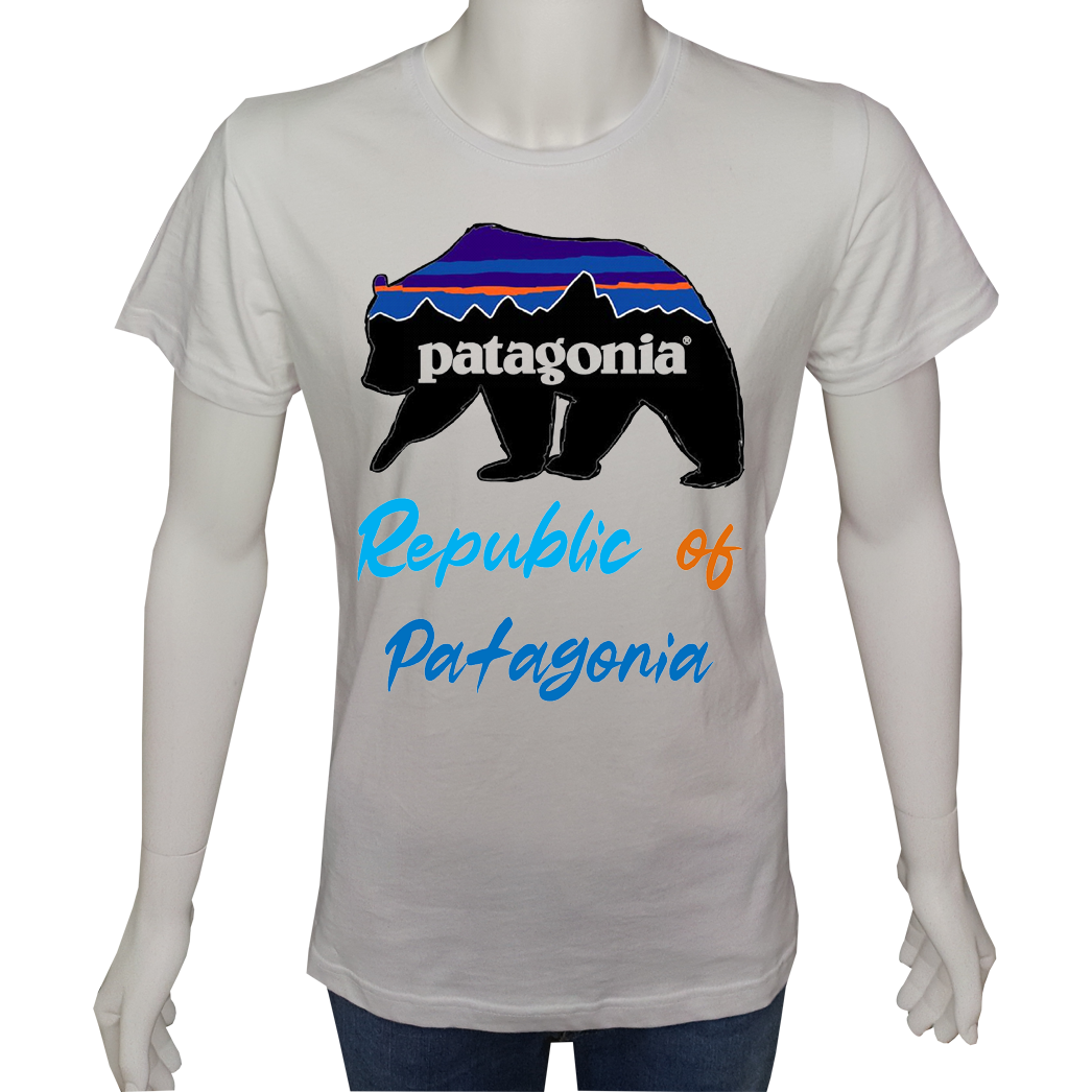 Regular Unisex T-shirt Beyaz 'Ülke&Şehir / Patagonya1' Baskılı