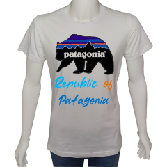 Regular Unisex T-shirt Beyaz 'Ülke&Şehir / Patagonya1' Baskılı