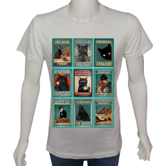 Unisex T-shirt Beyaz 'Hayvanlar / Kedi9' Baskılı