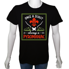 Unisex T-shirt Siyah 'Kamp&Macera / İzci6' Baskılı
