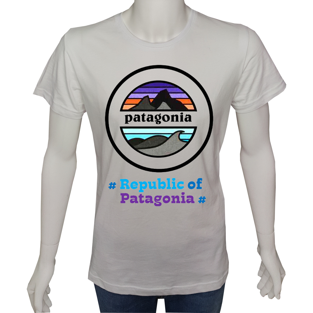 Regular Unisex T-shirt Beyaz 'Ülke&Şehir / Patagonya3' Baskılı