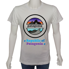 Regular Unisex T-shirt Beyaz 'Ülke&Şehir / Patagonya3' Baskılı