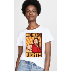 Kadın T-shirt Beyaz 'Kadın Hakları' Baskılı