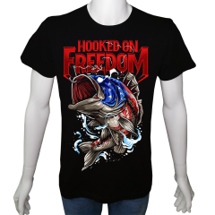 Unisex T-shirt Siyah 'Kamp&Macera / Balıkçı2' Baskılı