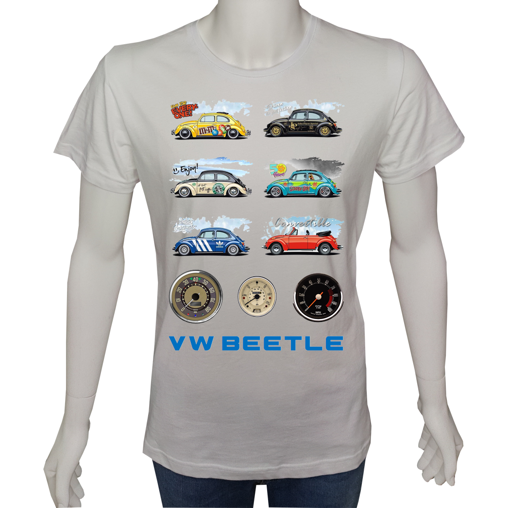 Unisex T-shirt Beyaz 'Oto / VW8' Baskılı
