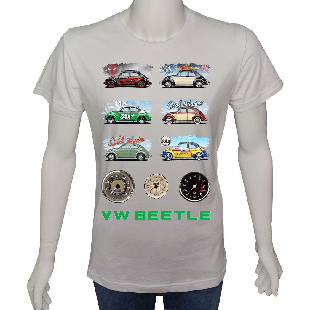 Unisex T-shirt Beyaz 'Oto / VW9' Baskılı