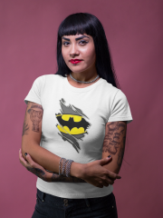 Genç T-shirt Beyaz 'Batman' Baskılı