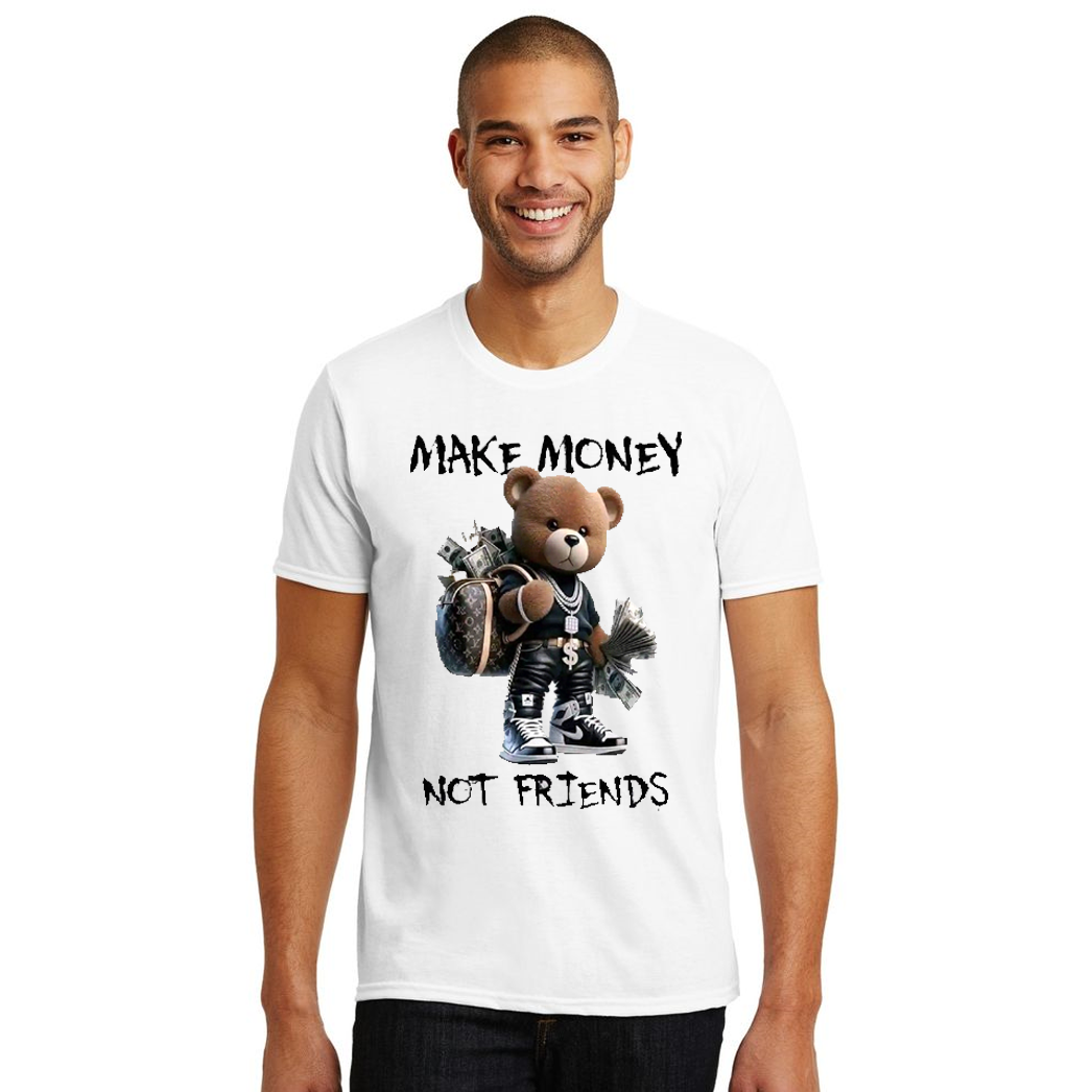 Genç T-shirt Beyaz 'Paragöz Ayı1' Baskılı