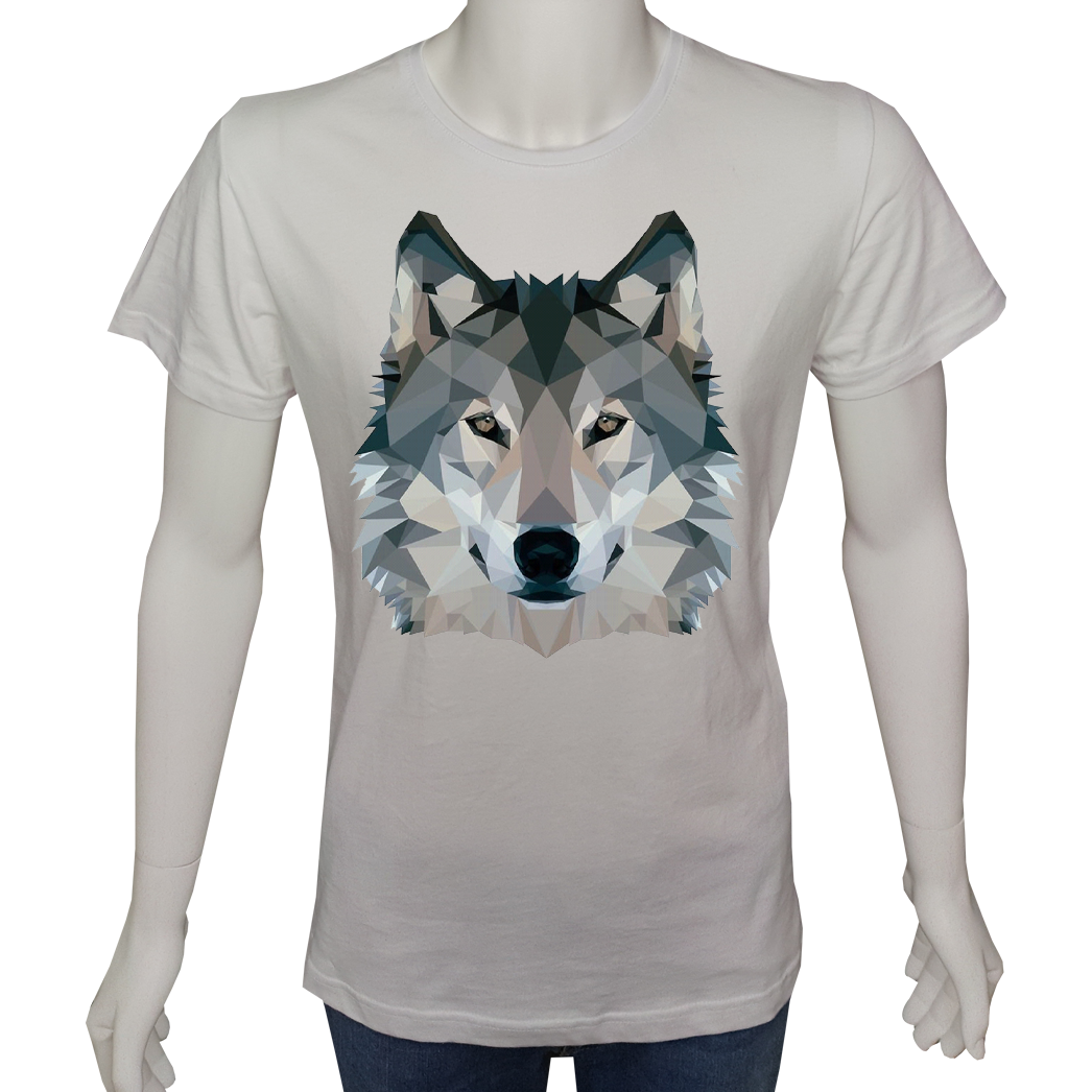 Unisex T-shirt Beyaz 'Hayvanlar / Kurt1' Baskılı