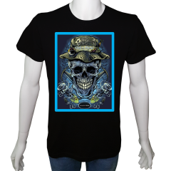 Unisex T-shirt Siyah 'Kamp&Macera / Balıkçı5' Baskılı