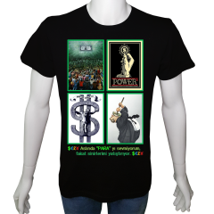 Unisex T-shirt Siyah 'UyandırmaServisi / ParayaTapmak' Baskılı