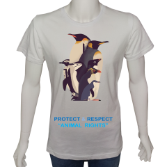 Unisex T-shirt Beyaz 'Hayvanlar / Penguen1' Baskılı