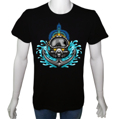 Unisex T-shirt Beyaz 'Kamp&Macera / Dalgıç2' Baskılı