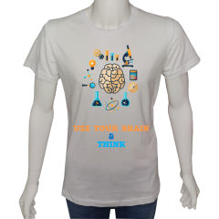 Regular Unisex T-shirt Beyaz 'Beyin Fırtınası / Beynini kullan2' Baskılı