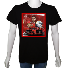 Unisex T-shirt Siyah 'Oto / Formula17' Baskılı