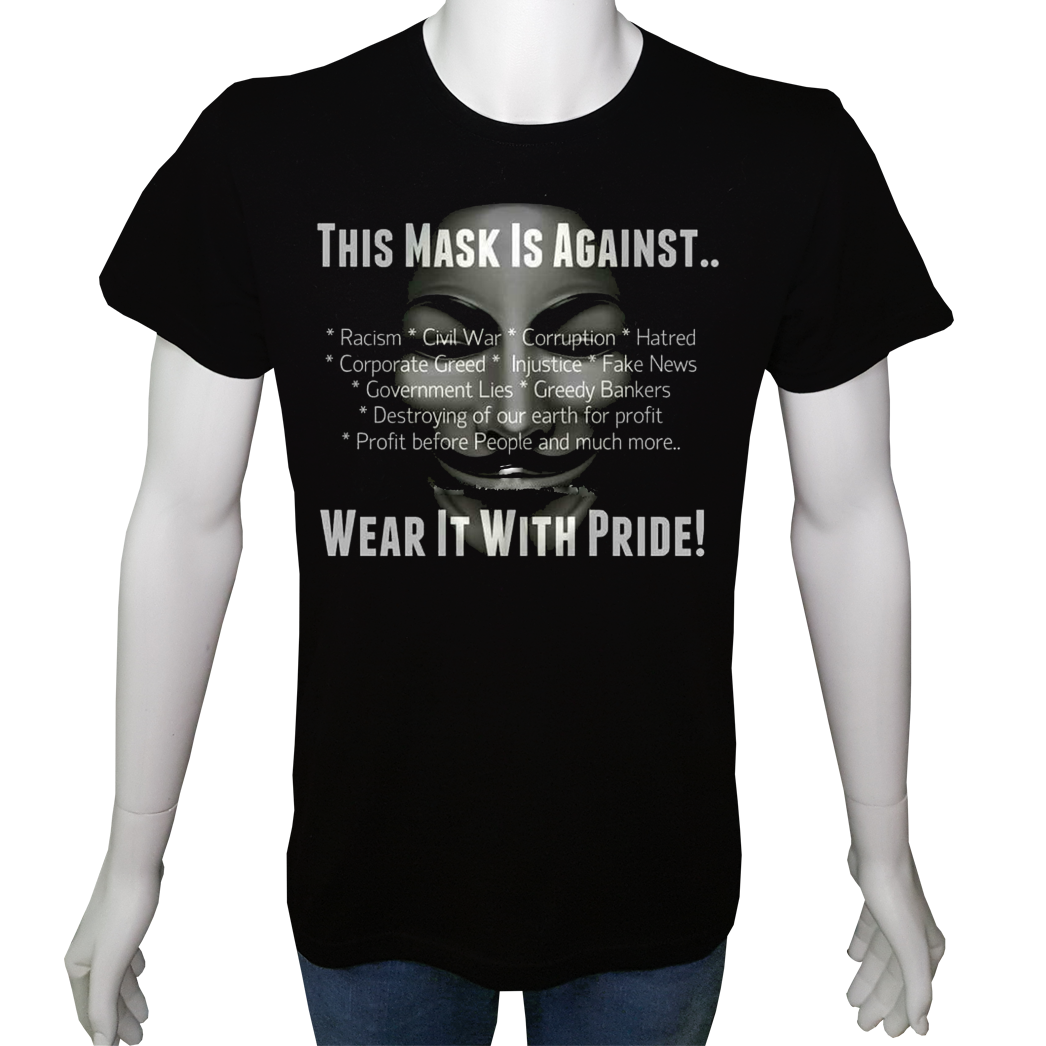 Unisex T-shirt Siyah 'UyandırmaServisi / Vendetta4' Baskılı
