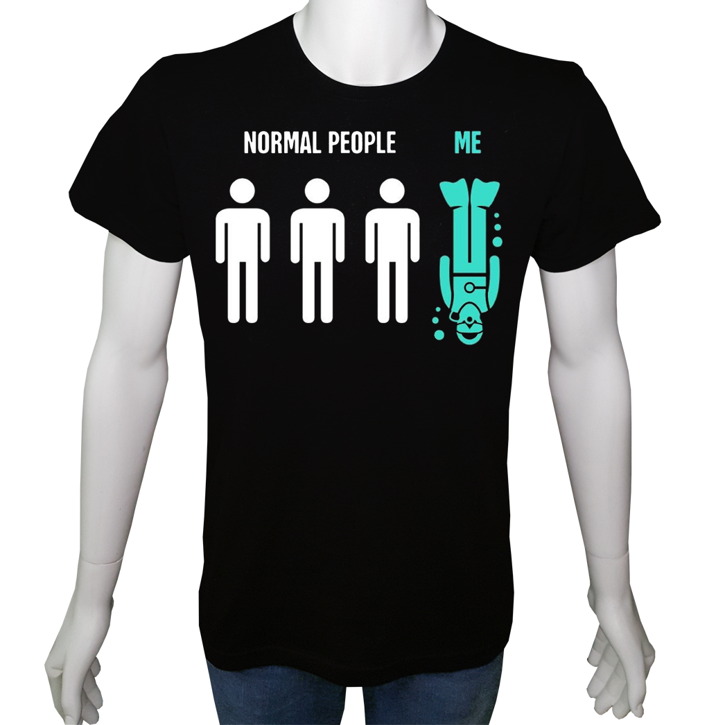 Unisex T-shirt Siyah 'Kamp&Macera / Dalgıç5' Baskılı