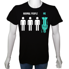 Unisex T-shirt Siyah 'Kamp&Macera / Dalgıç5' Baskılı