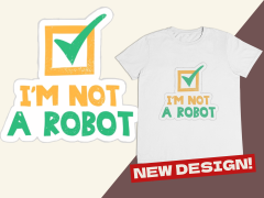 Genç T-shirt Beyaz 'Ben robot değilim' Baskılı