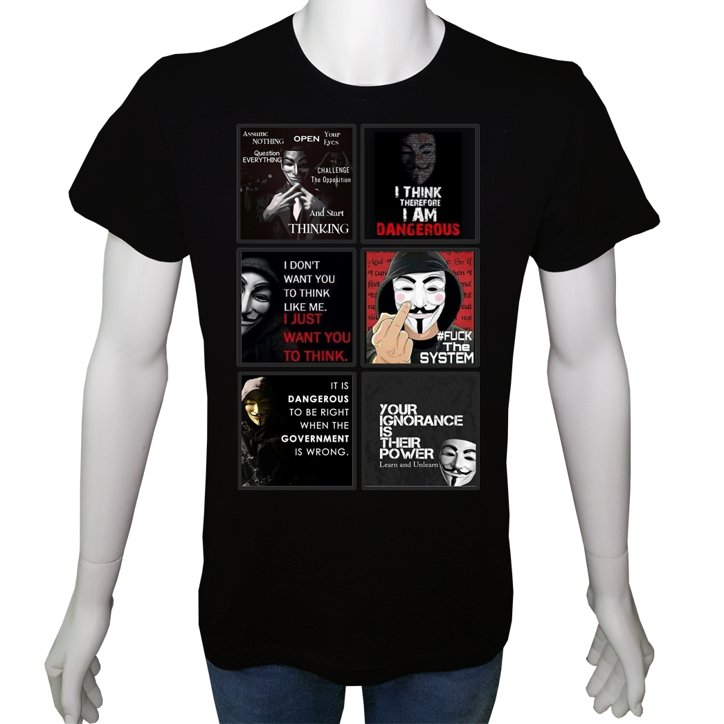 Unisex T-shirt Siyah 'UyandırmaServisi / Vendetta8' Baskılı