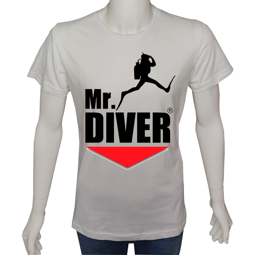 Unisex T-shirt Beyaz 'Kamp&Macera / Dalgıç6' Baskılı