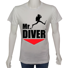 Unisex T-shirt Beyaz 'Kamp&Macera / Dalgıç6' Baskılı