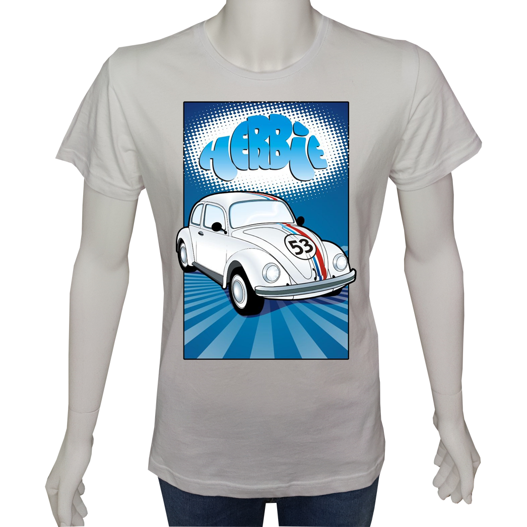 Unisex T-shirt Beyaz 'Oto / Herbie2' 2Baskılı