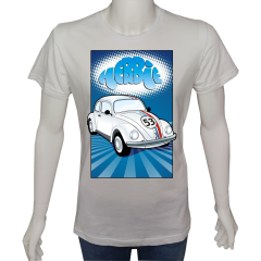 Unisex T-shirt Beyaz 'Oto / Herbie2' 2Baskılı