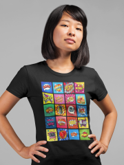 Genç T-shirt Siyah 'PopArt1' Baskılı