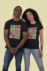 Genç T-shirt Siyah 'PopArt1' Baskılı