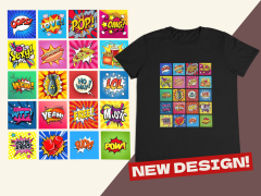 Genç T-shirt Siyah 'PopArt1' Baskılı